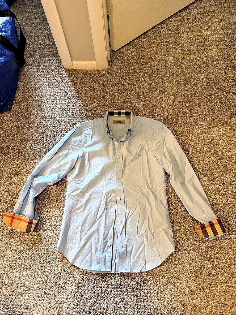 Burberry Blue Plaid Button Down Size Small
